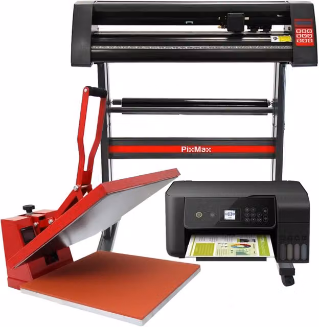 PixMax Pressa a Caldo per Magliette 50cm con Plotter da Taglio per Vinile e Stampante Inkjet – 1