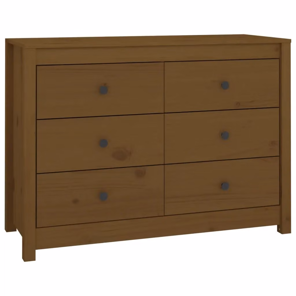 Armadietto Ambra vidaXL in legno di pino massello marrone con cassetti e ante, L 100 cm x P 40 cm x H 72 cm – 2
