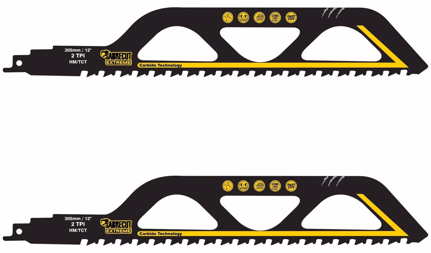 2 lame per seghetto alternativo da 305 mm, 2 denti per pollice, modello S1243HM, adatte per materiali da costruzione