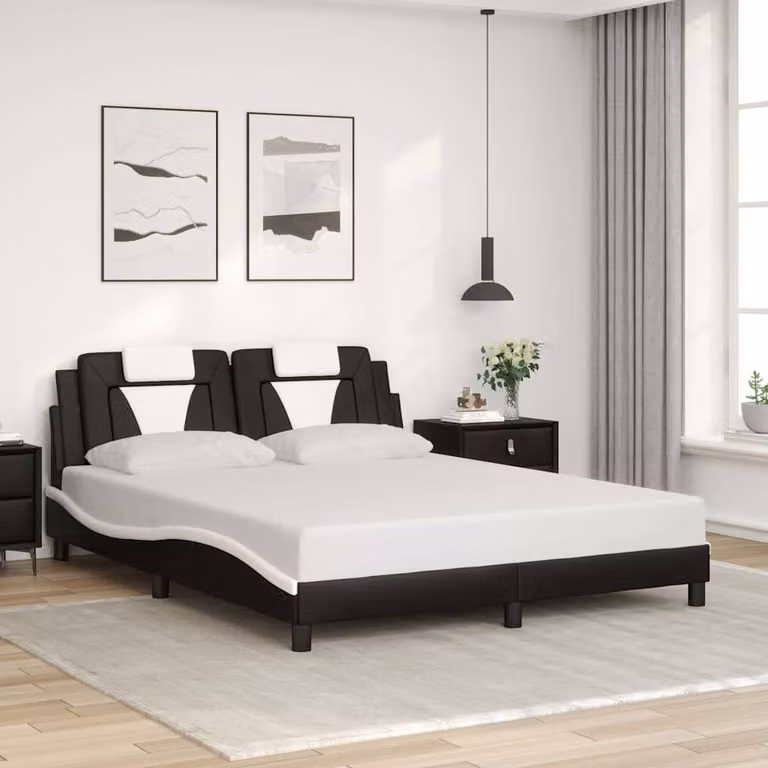 vidaXL Giroletto Viana in Similpelle Nero e Bianco, L/P/H: 160 x 200 x 165 cm