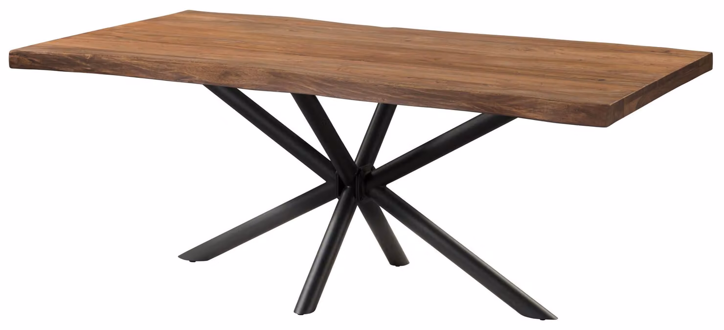 MASSIVMOEBEL24 | Tavolo da pranzo in legno di sheesham 260x100x76 verniciato grigio / gambe incrociate antracite matt FREEFORM 5