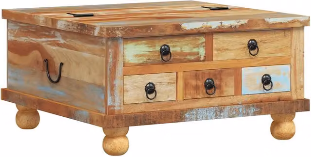 Tavolino da salotto | Tavolino da caff¨¨ | Tavolino da Soggiorno in Legno di Recupero 70x70x38 cm