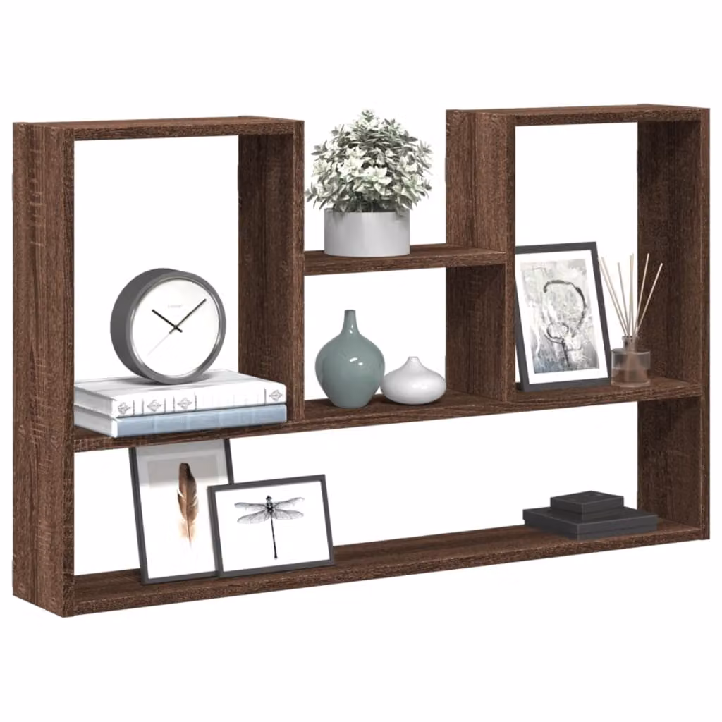 Mensola a muro vidaXL in MDF color rovere marrone L: 99 cm, P: 15 cm, H: 60 cm