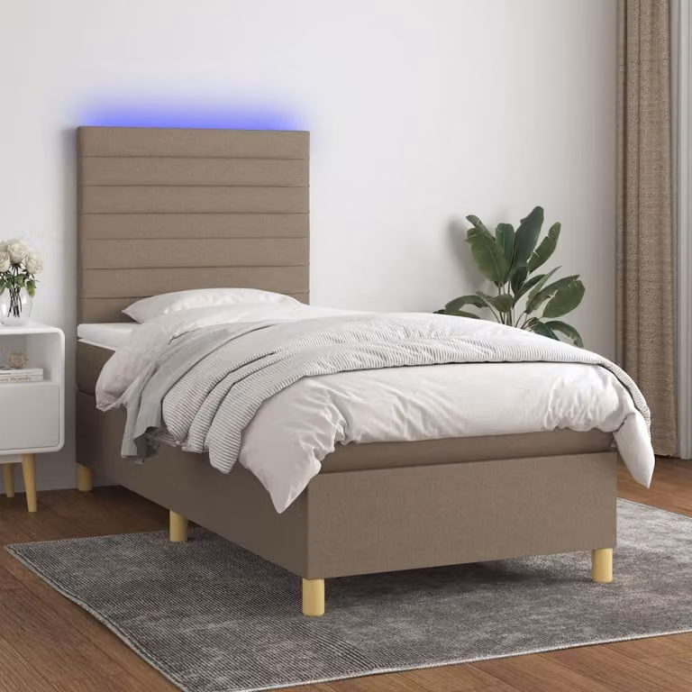 Maison Exclusive - Letto a Molle con Materasso e LED Tortora 80x200 cm in Tessuto