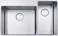 Lavello a una vasca e mezza Franke Bxx 220 50 27 BOX in acciaio inox spazzolato color argento L: 82 cm, P: 51 cm
