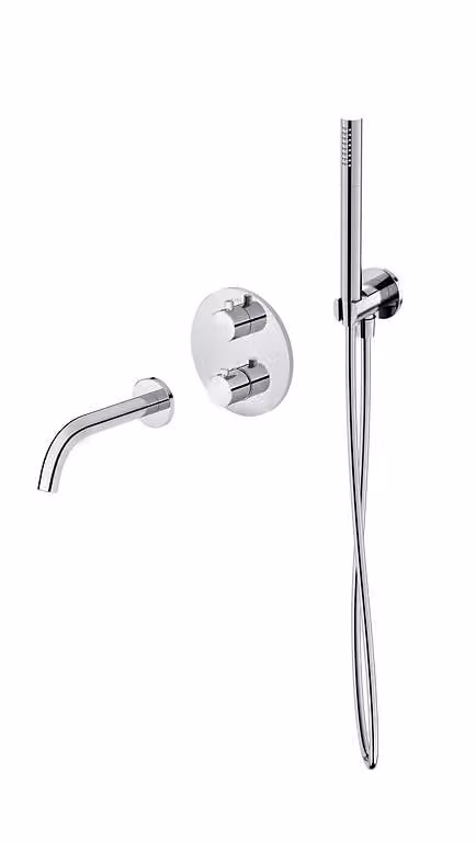 Set B724 Miscelatore Per Vasca Con Miscelatore + Set Doccia E Bocca Per Vasca Zen, Cromo (S952-034)