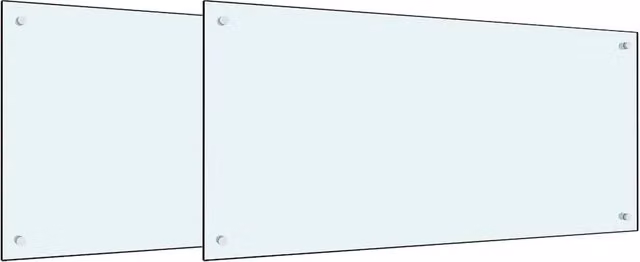 Set di 2 paraschizzi per cucina in vetro temperato bianco lucido, L: 100 cm, H: 50 cm
