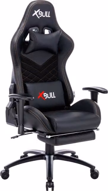 Sedia Gaming GIORDANOSHOP Nera con Poggiapiedi, Supporto Lombare e Poggiatesta, Regolabile in Altezza, L: 68 cm, P: 55 cm, H: 129/139 cm – 1