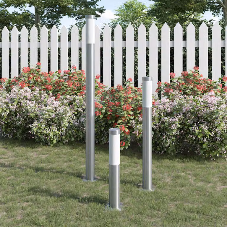 vidaXL Lampioni da Giardino 3 pz Impermeabili in Acciaio Inox