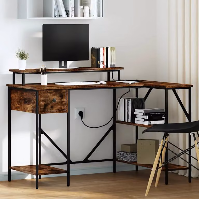 Scrivania da ufficio moderna vidaXL in legno ingegnerizzato marrone L/P/H: 120 x 79 x 86,5 cm