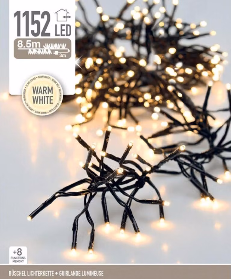 Luci di fata 1152 LED timer bianco caldo
