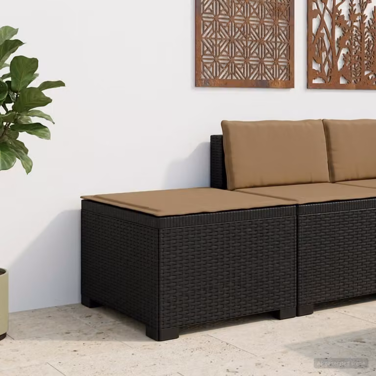 Divano da giardino singolo vidaXL con cuscino in aspetto rattan color antracite e nero