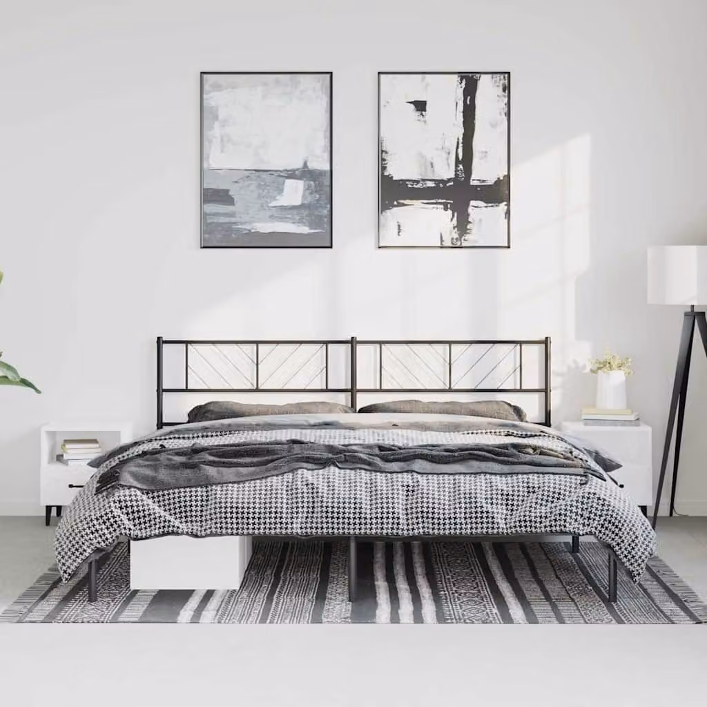 Giroletto con testiera in metallo nero vidaXL L: 198 cm, P: 207 cm, H: 90 cm