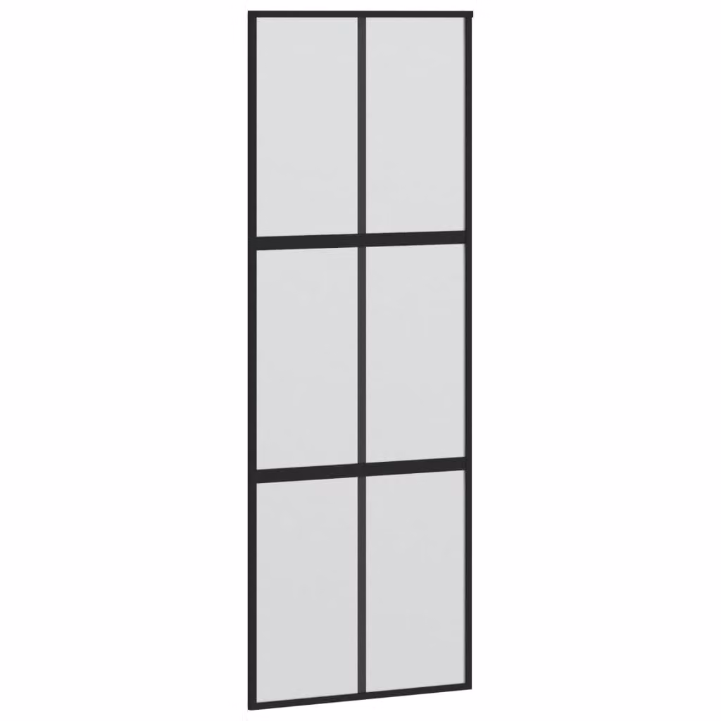 Porta Scorrevole Nera 76x205 cm in Vetro Temperato e Alluminio