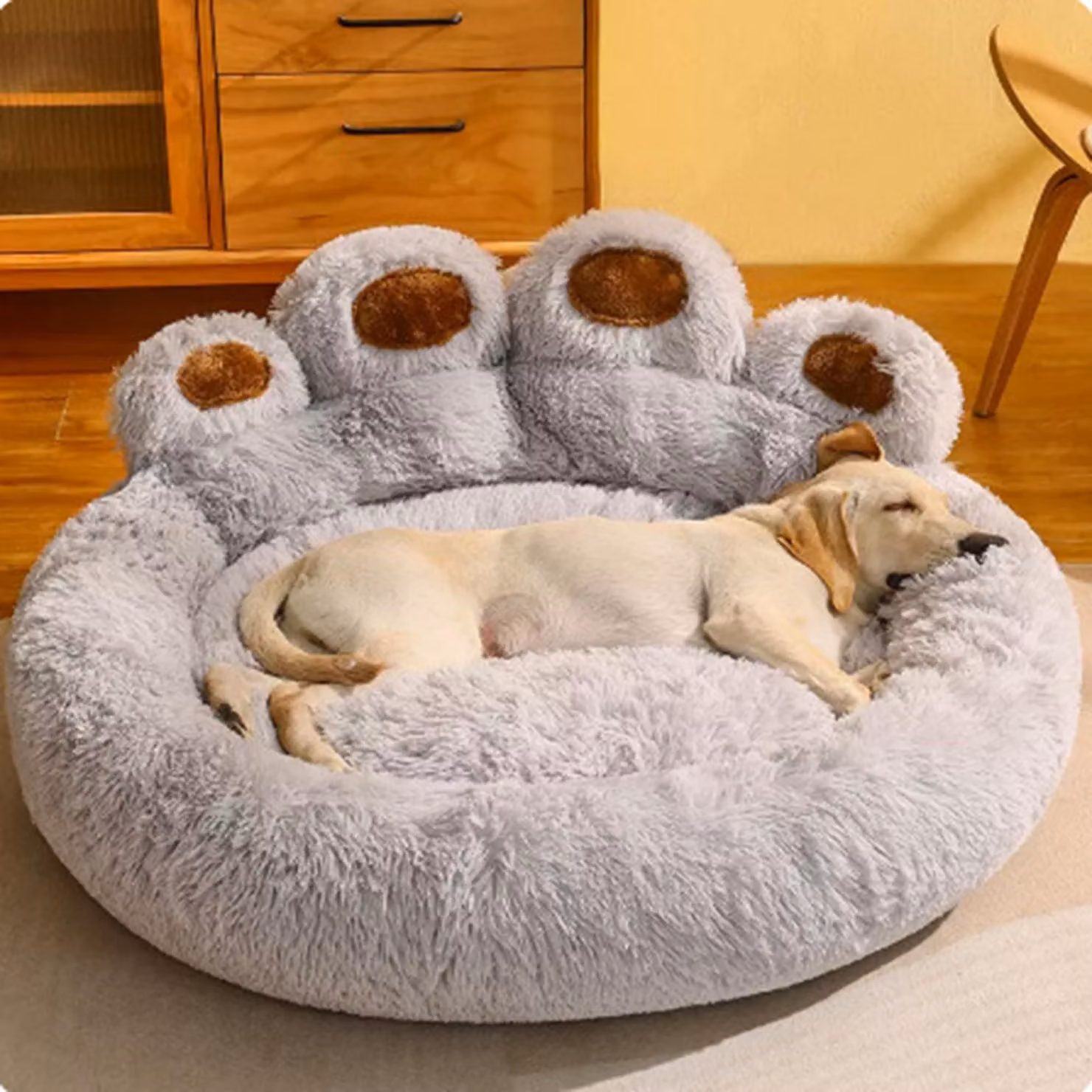 Cuccia per cani e gatti - Morbida, in peluche - Grigia - 60 x 38 cm
