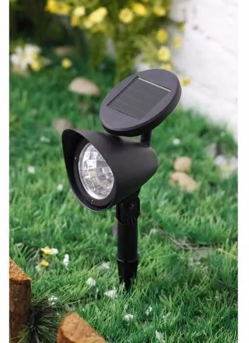 Plastic solar spotlight - 3 LEDs - Black - GALIX