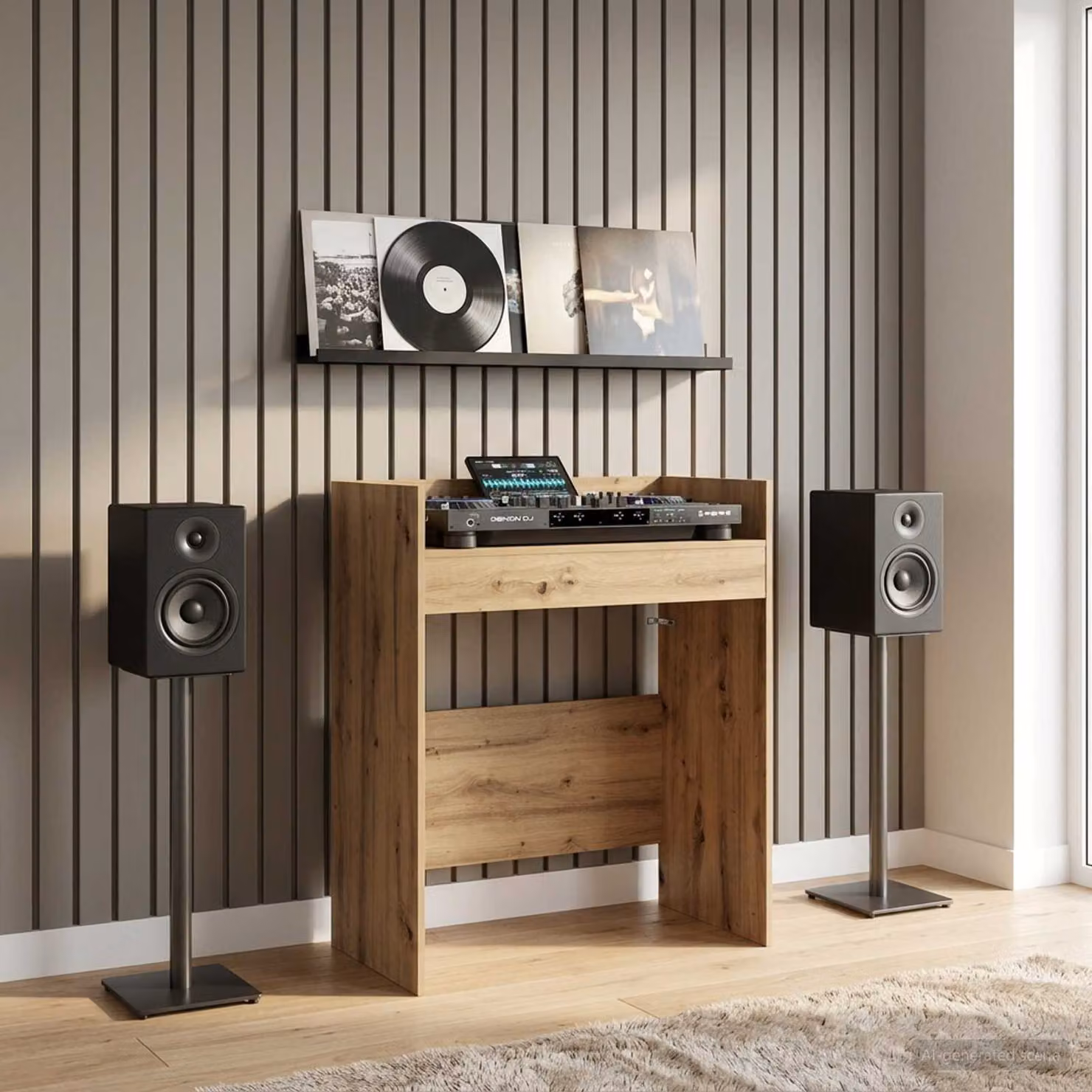 vidaXL Tavolo DJ Moderno in Rovere Marrone L: 102 cm, P: 45 cm, H: 102 cm