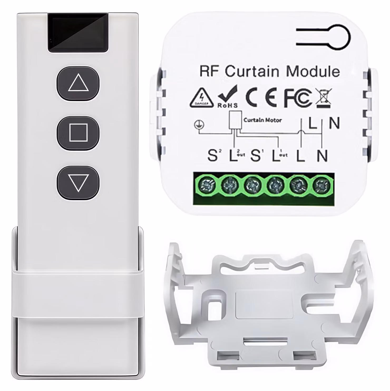 Kit di controllo per tapparelle senza fili, completo di telecomando e modulo ricevente
