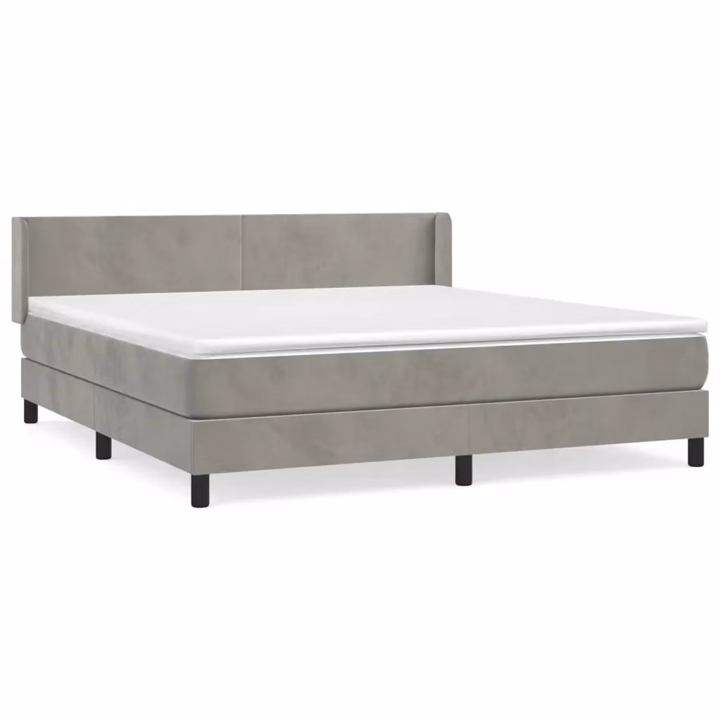 vidaXL Giroletto a Molle con Materasso in Velluto Grigio Chiaro L/P/H: 180 x 200 x 88 cm – 2