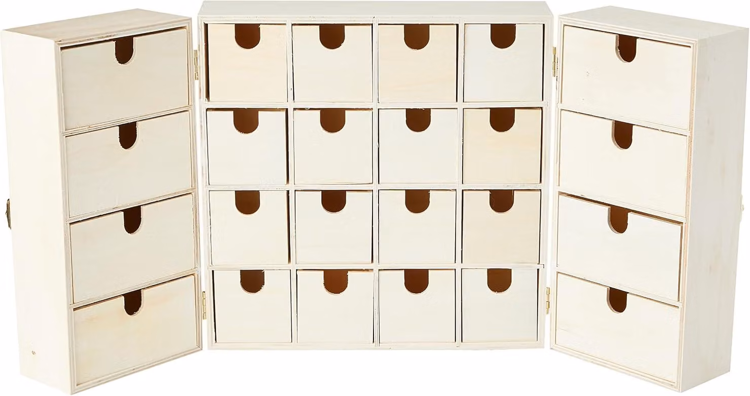 Calendario dell'Avvento da decorare - Trittico - Legno - 55 x 6-5 x 28 cm