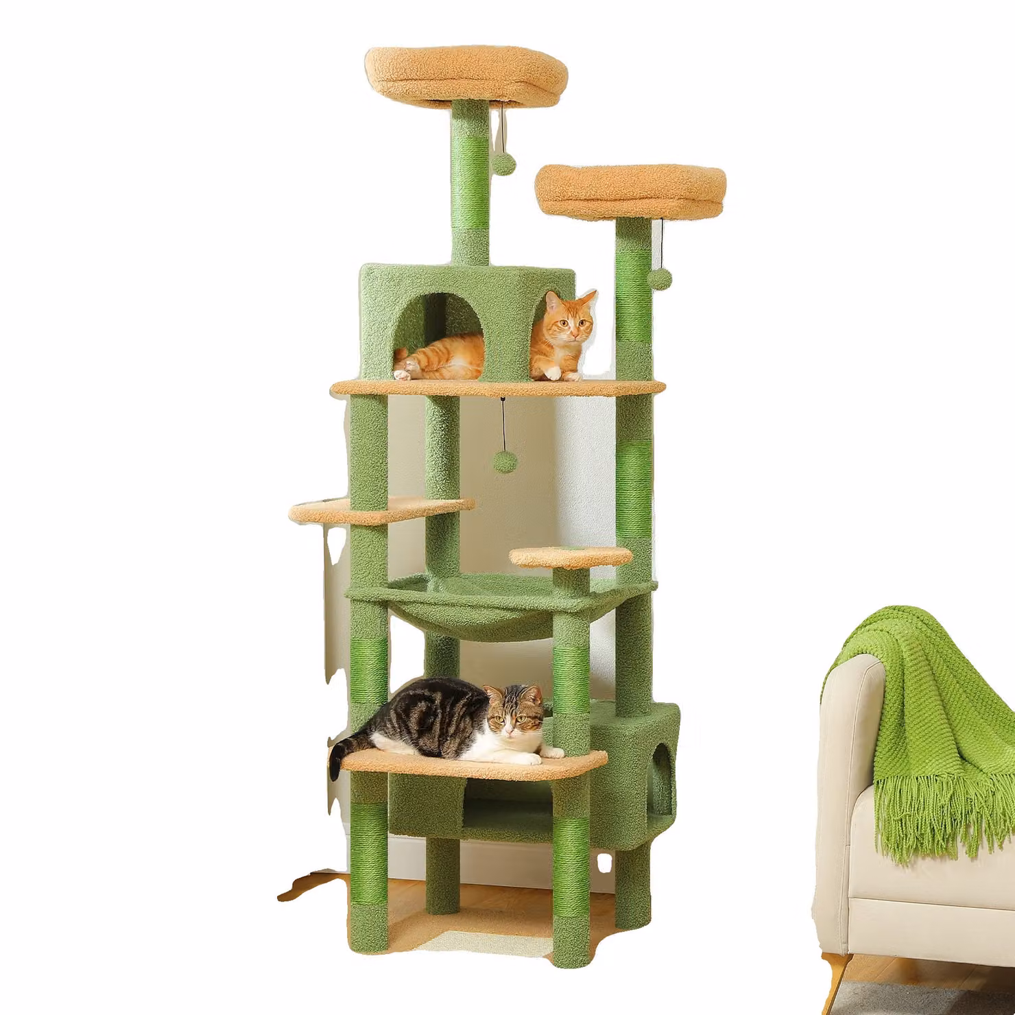 Grande torre per gatti, oltre 5 livelli, tiragraffi in sisal, diverse aree di riposo, 184CM/li/ul/div