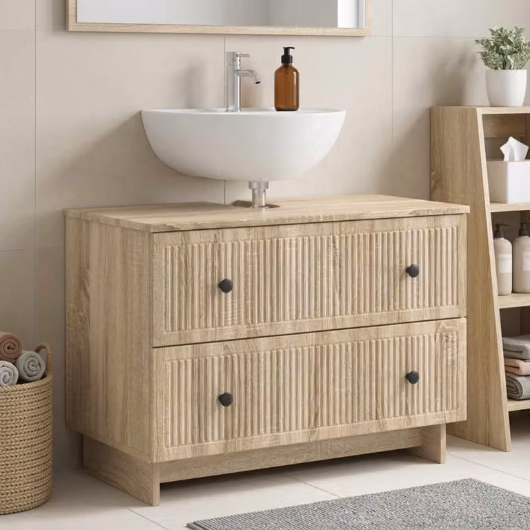 Armadio per lavabo da bagno moderno vidaXL EDE colore Rovere Sonoma L: 82 cm, P: 41 cm, H: 59 cm