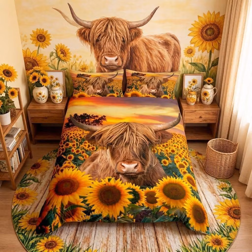 Set di biancheria da letto a tre pezzi con motivo floreale per bambini