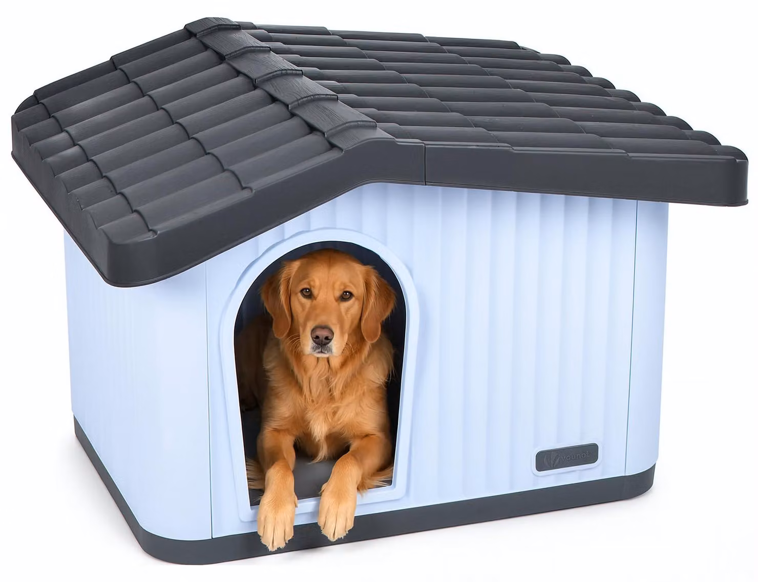 VOUNOT® - Casetta per gatti e cuccia per cani, tetto inclinato, 75 x 63 x 51 cm, bianco/grigio