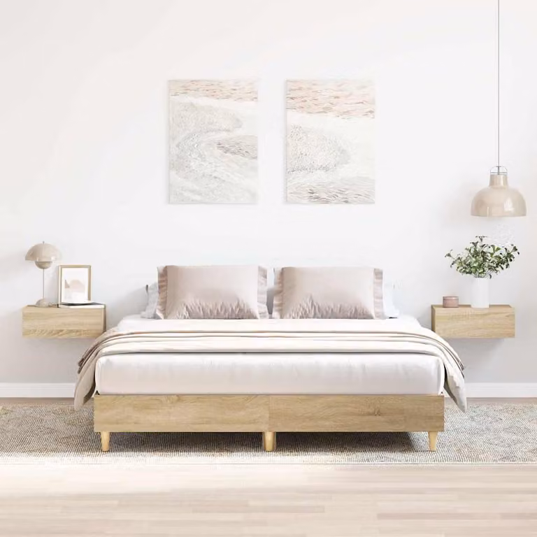vidaXL Giroletto senza Materasso in Rovere Sonoma e Truciolato, L/P/H: 200 x 150 x 25 cm