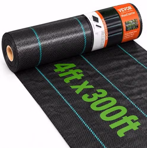 Telo Pacciamante Anti Erbacce VEVOR Nero, Geotessile in PP Permeabile e Resistente agli Strappi per Paesaggistica, L/P: 1,2 x 91,4 m