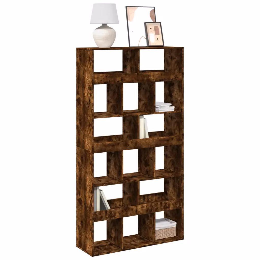 Libreria vidaXL in MDF Rovere Fumo Marrone per Soggiorno L: 100 cm, P: 33 cm, H: 187,5 cm – 1