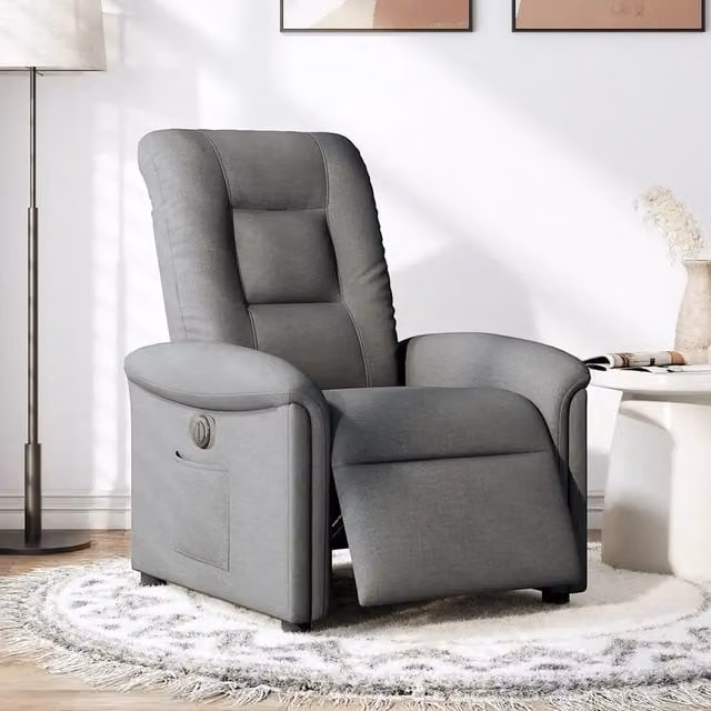 Poltrona Elettrica Reclinabile-Divano Sedia Grigio Scuro in Tessuto 716971