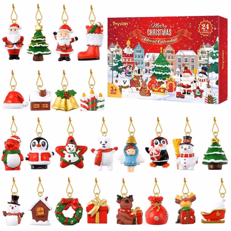 Calendario dell'Avvento con decorazioni natalizie da appendere, per contare i giorni che mancano al Natale