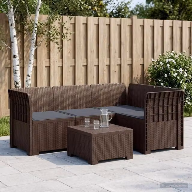 Divano da Giardino 4 Posti con Cuscini Aspetto Rattan PP 3443969