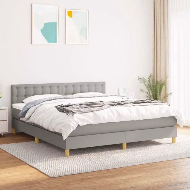 Letto Ibrido con Giroletto a Molle e Materasso vidaXL, Grigio e Bianco, L/P: 180 x 200 cm