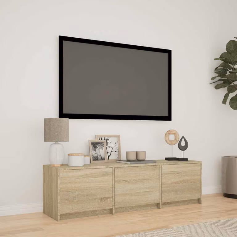 Mobile TV vidaXL con illuminazione LED integrata, Rovere Sonoma, L 140 x P 34 x H 40 cm
