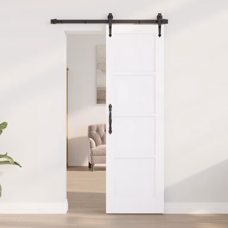 Porta interna scorrevole vidaXL in legno compensato stile rustico, Bianco, L: 61 cm, H: 198,5 cm