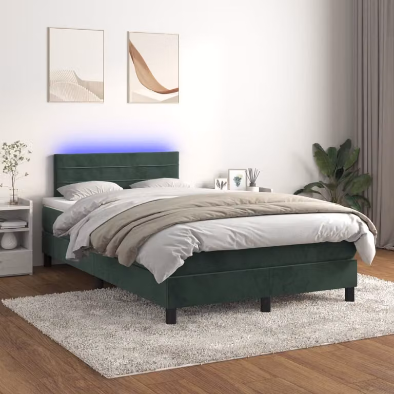Maison Exclusive - Letto a Molle con Materasso e LED Verde Scuro 120x200cm Velluto