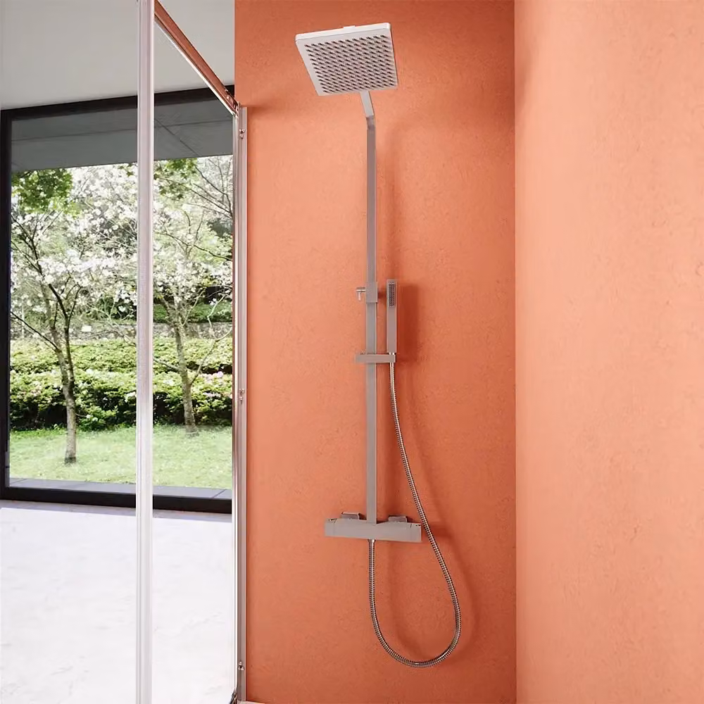 Colonna doccia rigida Parama con soffione e doccetta in acciaio inox, finitura cromata, H: 150 cm, L: 20 cm, P: 20 cm – 2