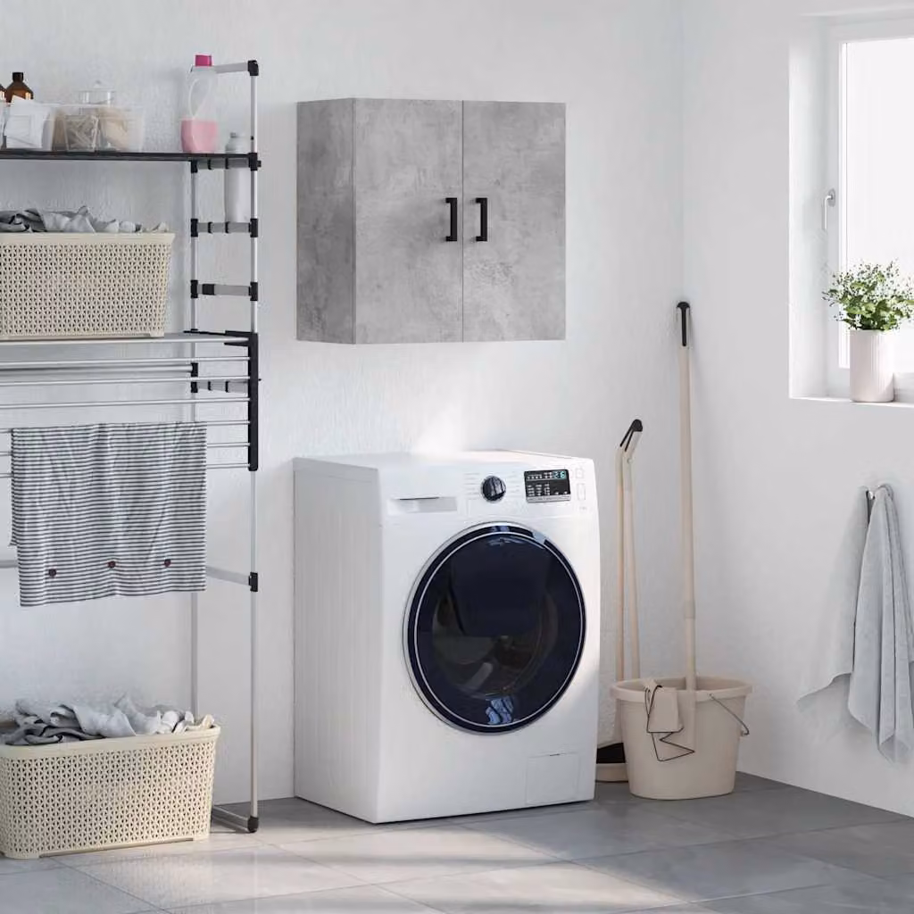 Mobile a parete moderno vidaXL in legno multistrato e MDF, colore grigio cemento opaco, L 60 cm x P 31 cm x H 60 cm
