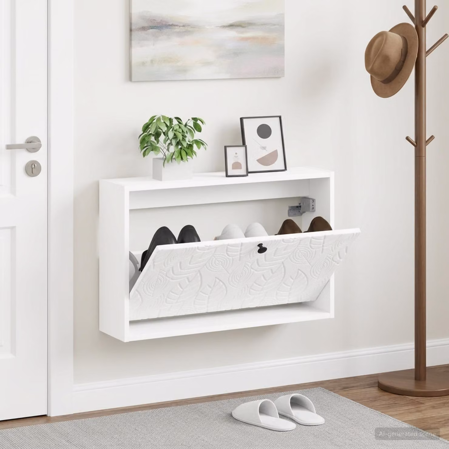 Mobiletto per scarpe da muro moderno vidaXL DELFT Bianco L: 71 cm, P: 17 cm, H: 43 cm