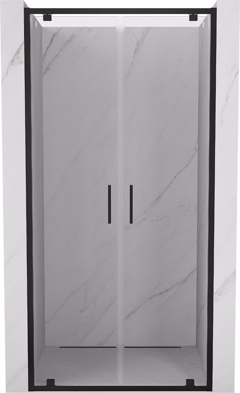 Mexen Exo porte doccia doppie a battente 90 cm, trasparenti, nere - 8182-090-000-70-00