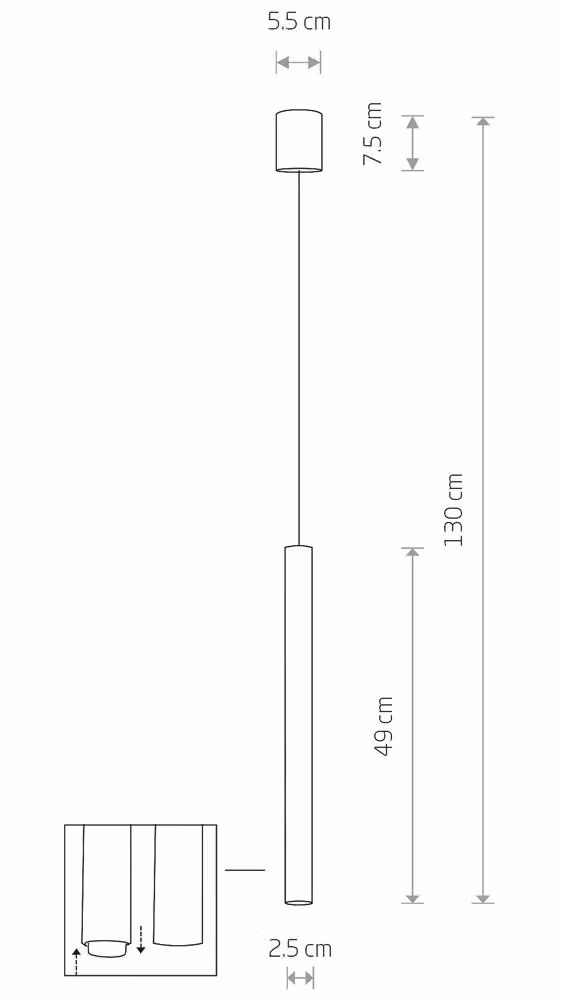 Lampadario LASER nero 1xG9x10W in metallo, dimensioni: 130x2x2 cm, IP20, Nowodvorski Lighting