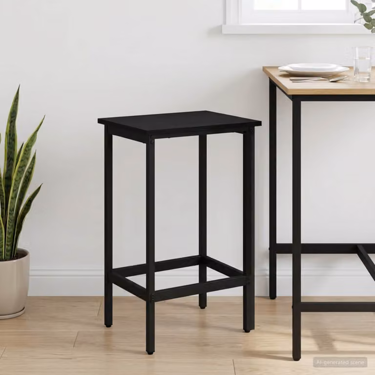 Sgabello da bar moderno vidaXL in metallo e MDF nero L 40 cm x P 32 cm x H 64 cm