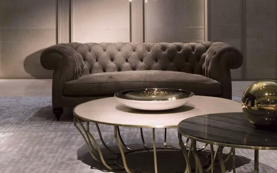Chesterfield Design Luxus Polster Sofa Couch Sitz Garnitur Leder #281