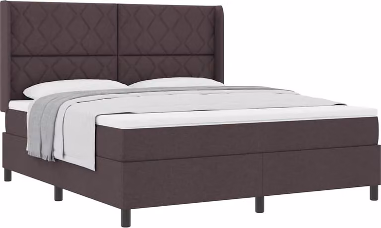 Letto a molle con materasso marrone scuro 180 x 200 cm in tessuto