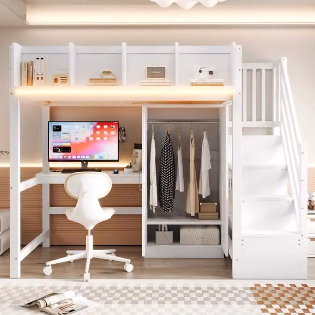 letto a castello legno bianco 90 x 200 cm
