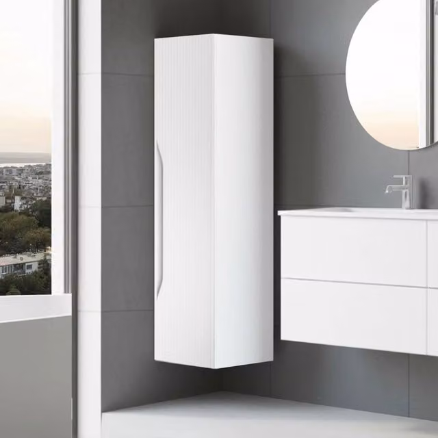 Colonna bagno sospesa Soho colore bianco opaco effetto cannettato 35x30x120H
