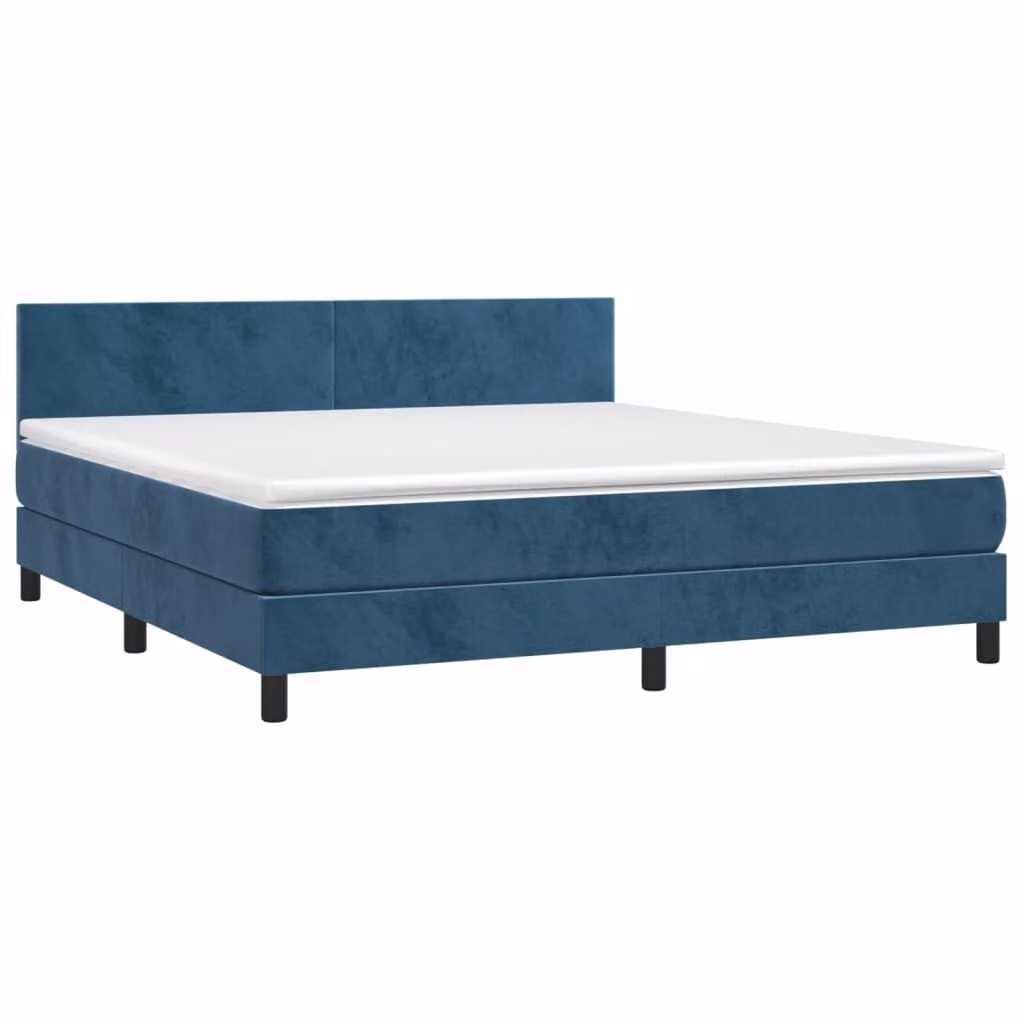Giroletto a Molle con Materasso Blu Scuro 180x200 cm in Velluto