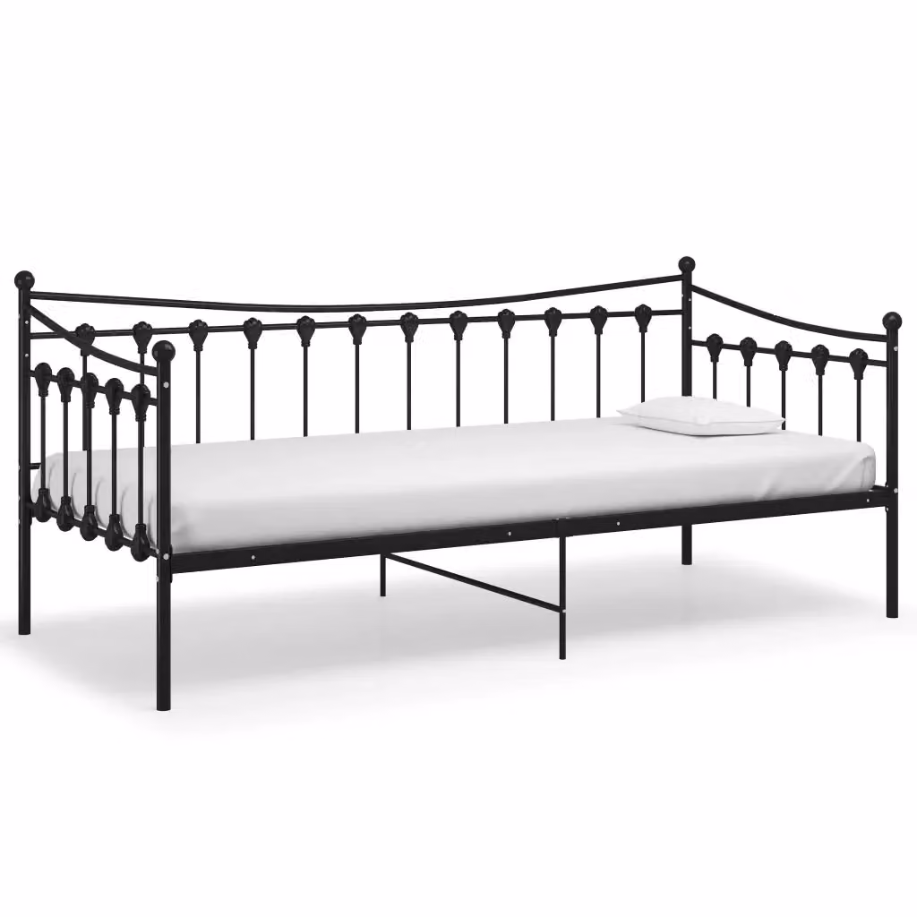 vidaXL Telaio Divano Letto in Metallo Nero Opaco L/P/H: 200 x 90 x 30 cm – 2